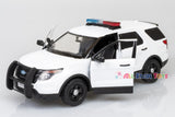 2015 Ford Explorer Police Interceptor Utility White with Light and Sound 1:24 Diecast Model Toy Car by MOTORMAX 79535
