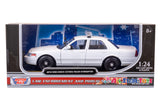 2010 Ford Crown Victoria Police Pursuit Car Unmarked White 1:24 Diecast Model Toy Car by MOTORMAX 76469