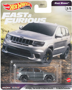 HOT WHEELS Premium GRL74 Fast & Furious Fast Stars Jeep Grand Cherokee Trackhawk Gunmetal 1/64 Scale