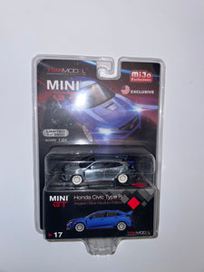 MINI GT 2017 Civic Type R (FK8) Aegean Blue Modulo Edition 1:64 Diecast Model Car MGT00017