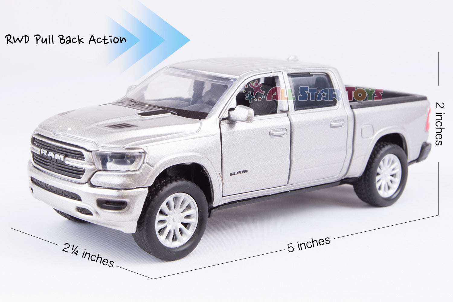 MotorMax 1:24 Scale 2019 Dodge Ram 1500 Laramie Diecast Model – Crew Cab, Metal Body, Detailed Interior