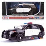 2015 Ford Explorer Police Interceptor Utility Unmarked Black & White with Light Bar 1:24 Diecast Model Toy Car by MOTORMAX 76958