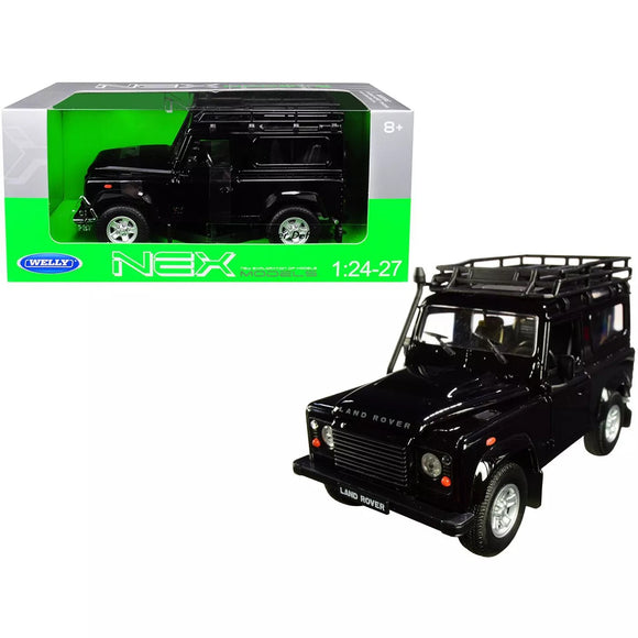 Land Rover Defender with Roof Rack White and Black 1/24 Diecast Model Car by Welly 22498