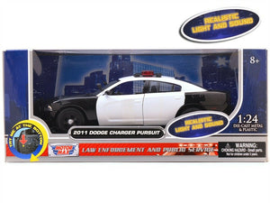 2011 Dodge Charger Police Pursuit Car with Light and Sound 1:24 Diecast Model Toy Car by MOTORMAX 79533