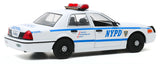 Greenlight 1:24 Scale 2011 Ford Crown Victoria NYPD Police Pursuit Car Blue & White Diecast Model Toy Car 85513